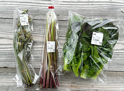 今が旬の西条産のわらび・ふき、他野菜など